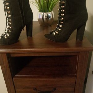 Open-Toe Lace Up Ankle Boot